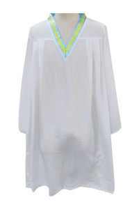 訂製中學白色衫身畢業袍    設計衣領撞色藍色黃色      瑪利諾修院學校中學部   DA369
